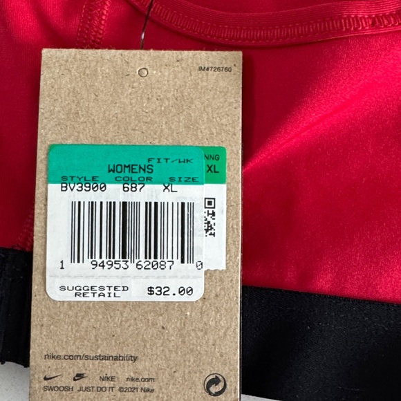 Nike Women's Vibrant Red and Black Sports Bra (new) - Picture 4 of 4